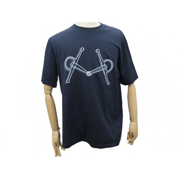 NEUF TSHIRT HERMES BRODE MORS UNISEXE XXL M 50 HAUT COTON BLEU MARINE TOP 750€