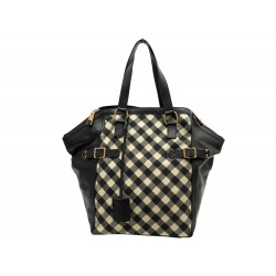 SAC A MAIN YVES SAINT LAURENT DOWNTOWN 172460 CUIR ET TOILE VICHY HANDBAG 1900€