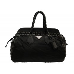 SAC A MAIN PRADA BN1461 CABAS CUIR LACETS TORSADE LOGO TRIANGLE HANDBAG 1500€