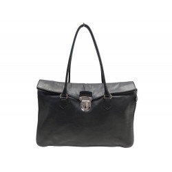 SAC A MAIN PRADA RABAT LOGO TRIANGLE PORTE EPAULE EN CUIR NOIR LEATHER BAG 2600€