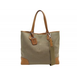 SAC A MAIN PRADA LOGO CABAS EN TOILE ET CUIR BANDOULIERE HAND BAG PURSE 2500€