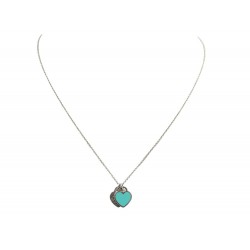 COLLIER TIFFANY & CO RETURN TO PENDENTIF DOUBLE PLAQUE COEUR BLUE ARGENT 570€