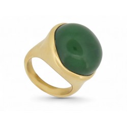 BAGUE TIFFANY & CO CABOCHON ELSA PERETTI T57 JADE VERT & OR JAUNE 18K RING 7950€