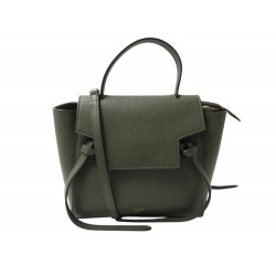 SAC A MAIN CELINE BELT MINI 189103 CUIR GRAINE KAKI BANDOULIERE HAND BAG 2300€
