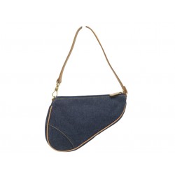 VINTAGE SAC A MAIN CHRISTIAN DIOR POCHETTE MINI SADDLE TOILE DENIM HANDBAG 2100€