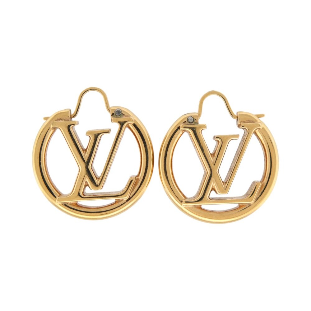 BOUCLES D'OREILLES LOUIS VUITTON CREOLES LOUISE PM M00396 METAL EARRING 420€