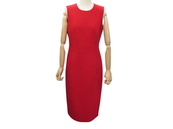 robe celine crayon longue sans manche 40 m laine rouge