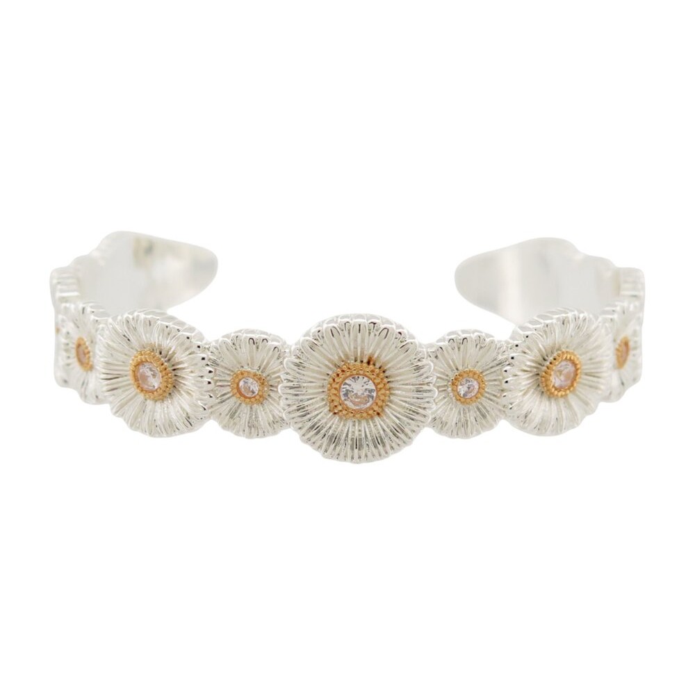 NEUF BRACELET BUCCELLATI MANCHETTE BLOSSOMS MARGUERITE ARGENT DAISY BANGLE 1300€