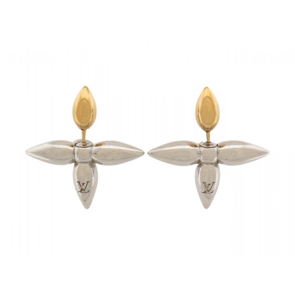 BOUCLES D'OREILLES LOUIS VUITTON LOUISETTE FLEUR MONOGRAM EN METAL EARRINGS 380€