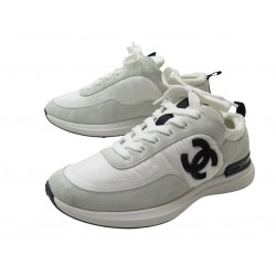 CHAUSSURES CHANEL G37122 TRAINER LOGO CC 39.5 BASKETS SNEAKER WHITE SHOES 1500€