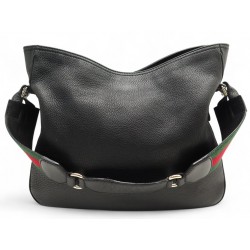 SAC A MAIN GUCCI HERITAGE BANDE WEB HOBO 247597 CUIR GRAINE NOIR HAND BAG 2600€