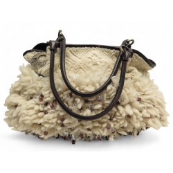 SAC A MAIN FENDI 8BH186 CHEF MOUTON GM BRELOQUES STRASS CREME HAND BAG 4800€