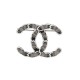 NEUF BROCHE CHANEL LOGO CC METAL CHAINE ENTRELACEE RUTHENIUM STEEL BROOCH NEW