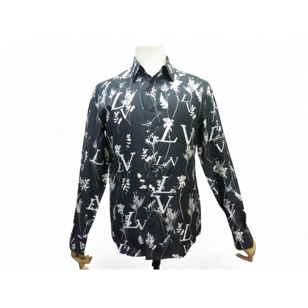 NEUF CHEMISE LOUIS VUITTON FEUILLES MONOGRAM S 46 EN SOIE VERTE SILK SKIRT 1800€