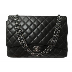 SAC A MAIN CHANEL TIMELESS MAXI JUMBO BANDOULIERE CUIR MATELASSE NOIR BAG 11700€