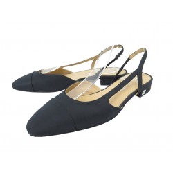 CHAUSSURES CHANEL ESCARPINS SLINGBACK G31319 38 NOIR LOGO CC STRASS SHOES 1030€