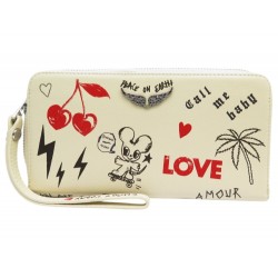 NEUF PORTEFEUILLE ZADIG & VOLTAIRE COMPAGNON LOVE TAG LWSG03659 CUIR WALLET 195€