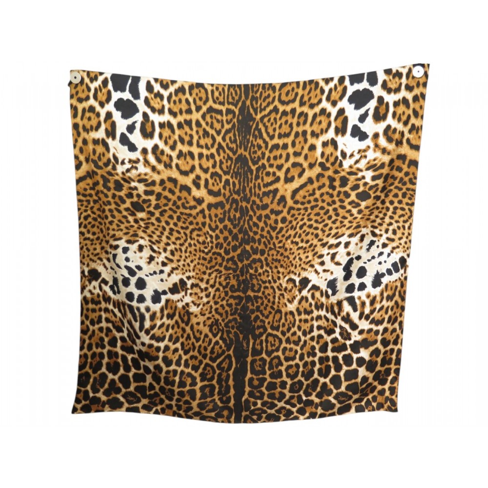 FOULARD YVES SAINT LAURENT RIVE GAUCHE LEOPARD CARRE 90 EN SOIE SILK SCARF 430€