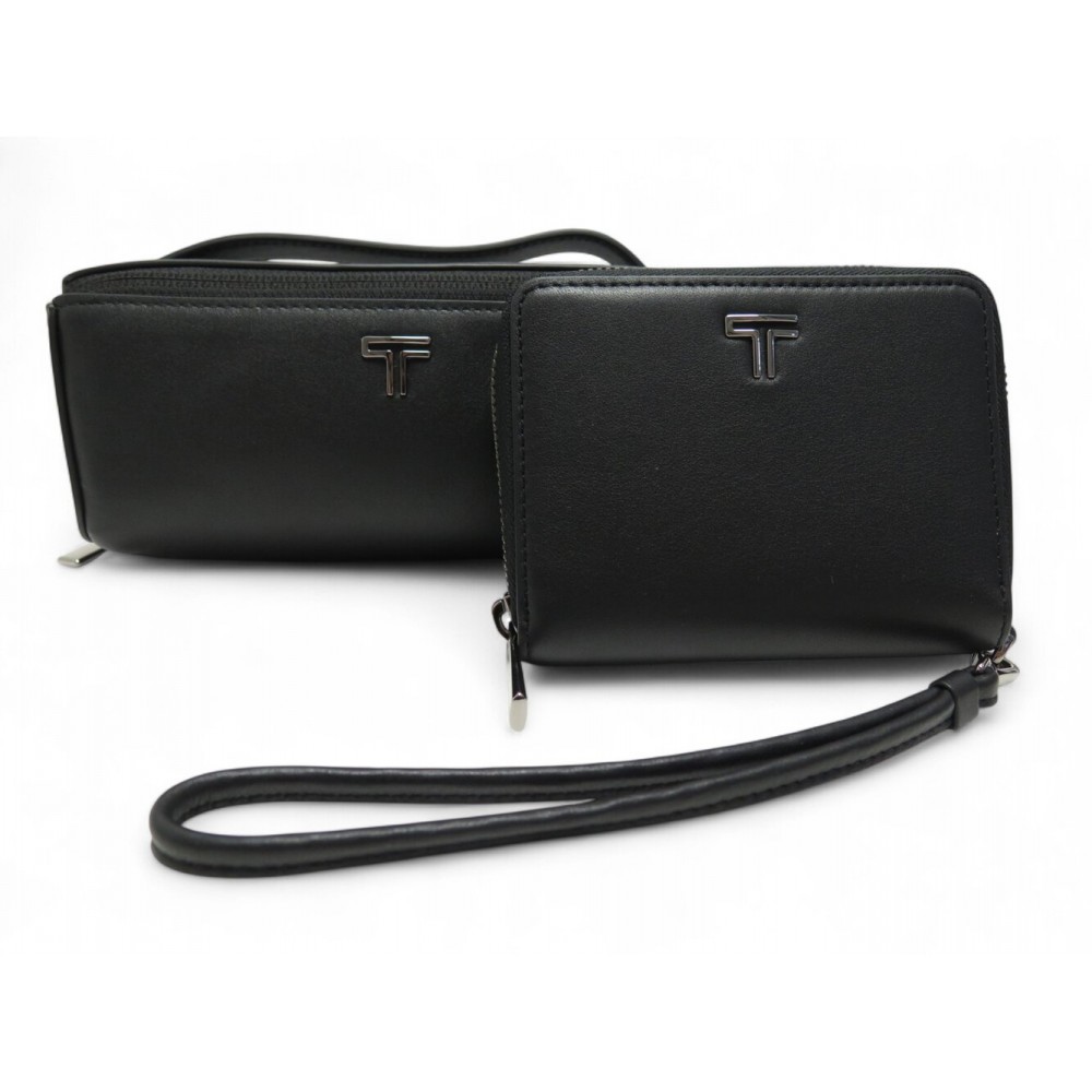 NEUF LOT ETUI A LUNETTES TUMI BELDEN + PORTEFEUILLE TROIS VOLETS CUIR NOIR 340€