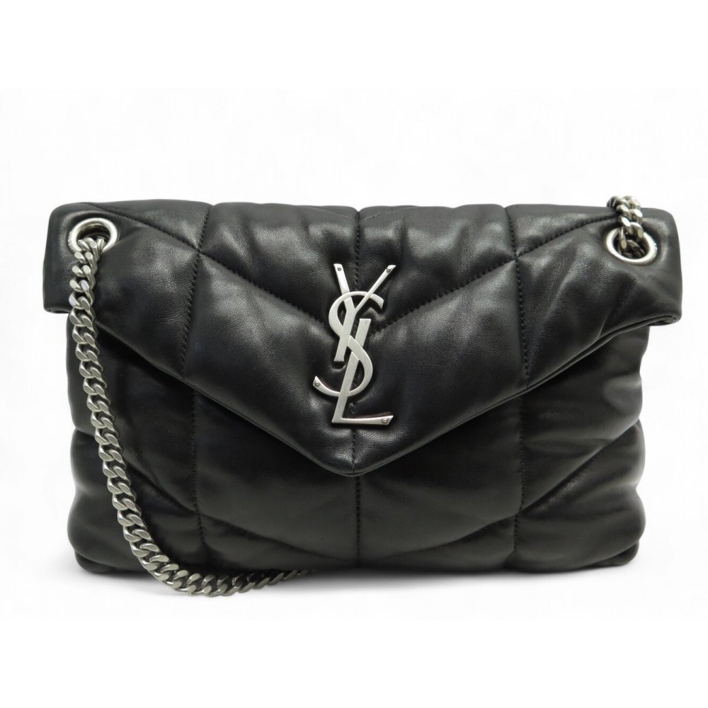 SAC A MAIN SAINT LAURENT LOULOU PUFFER SMALL 577476 CUIR NOIR BANDOULIERE 2690€