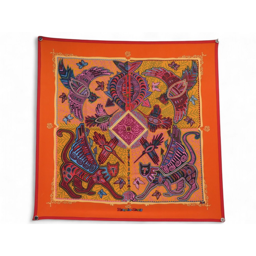 FOULARD HERMES LEGENDE KUNA PEUPLE DE PANAMA ZOE PAUWELS SOIE CARRE SCARF 530€