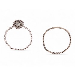 NEUF LOT 2 BAGUES ATELIER VM VIRTUOSA PLATINE T52 L'ESSENZIALE OR BLANC T55 440€
