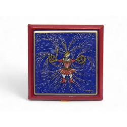 VINTAGE POUDRIER HERMES FEUX D'ARTIFICE 150ANS 1987 DUCHENE CUIR CHEVRE POWDER
