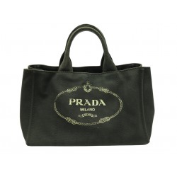 SAC A MAIN PRADA PRADA LOGO 1BG642 EN TOILE NOIR CANAPA BLACK TOTE BAG BAG 990€