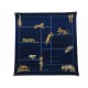 FOULARD CARTIER TIGRES ET PANTHERES CARRE EN SOIE BLEUE MARINE TIGER SCARF 690€