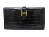 portefeuille hermes bearn en cuir crocodile noir h