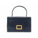 VINTAGE SAC A MAIN HERMES EGEE 1970 BOUCLE RECTANGULAIRE CUIR BOX BLEU NAVY BAG