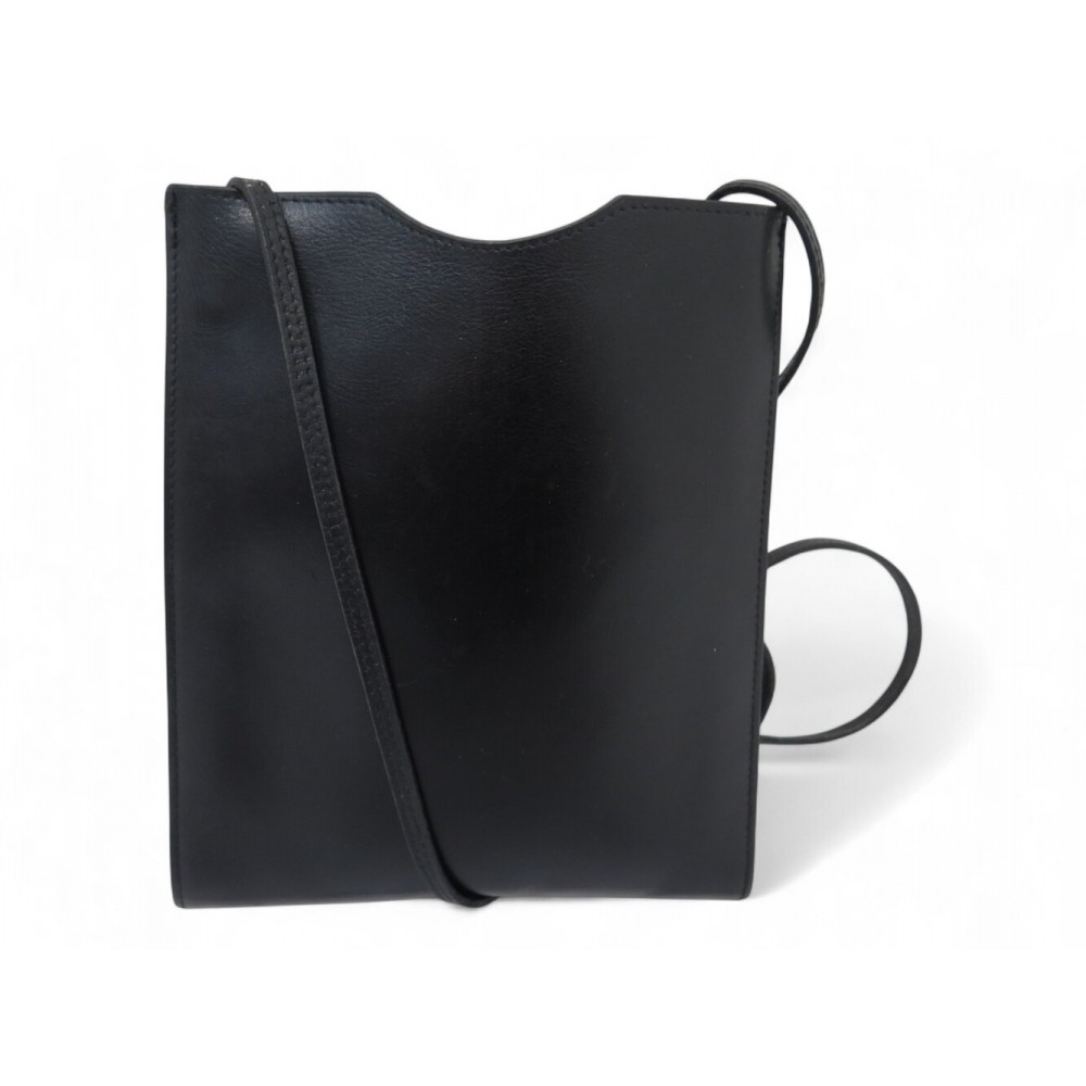 VINTAGE SAC A MAIN HERMES ONIMETOU POCHETTE BANDOULIERE CUIR BOX NOIR BAG 1340€