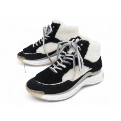 NEUF CHAUSSURES CHANEL TRAINERS HIGH TOP SHEARLING G35206 40.5 40 SNEAKERS 1750€