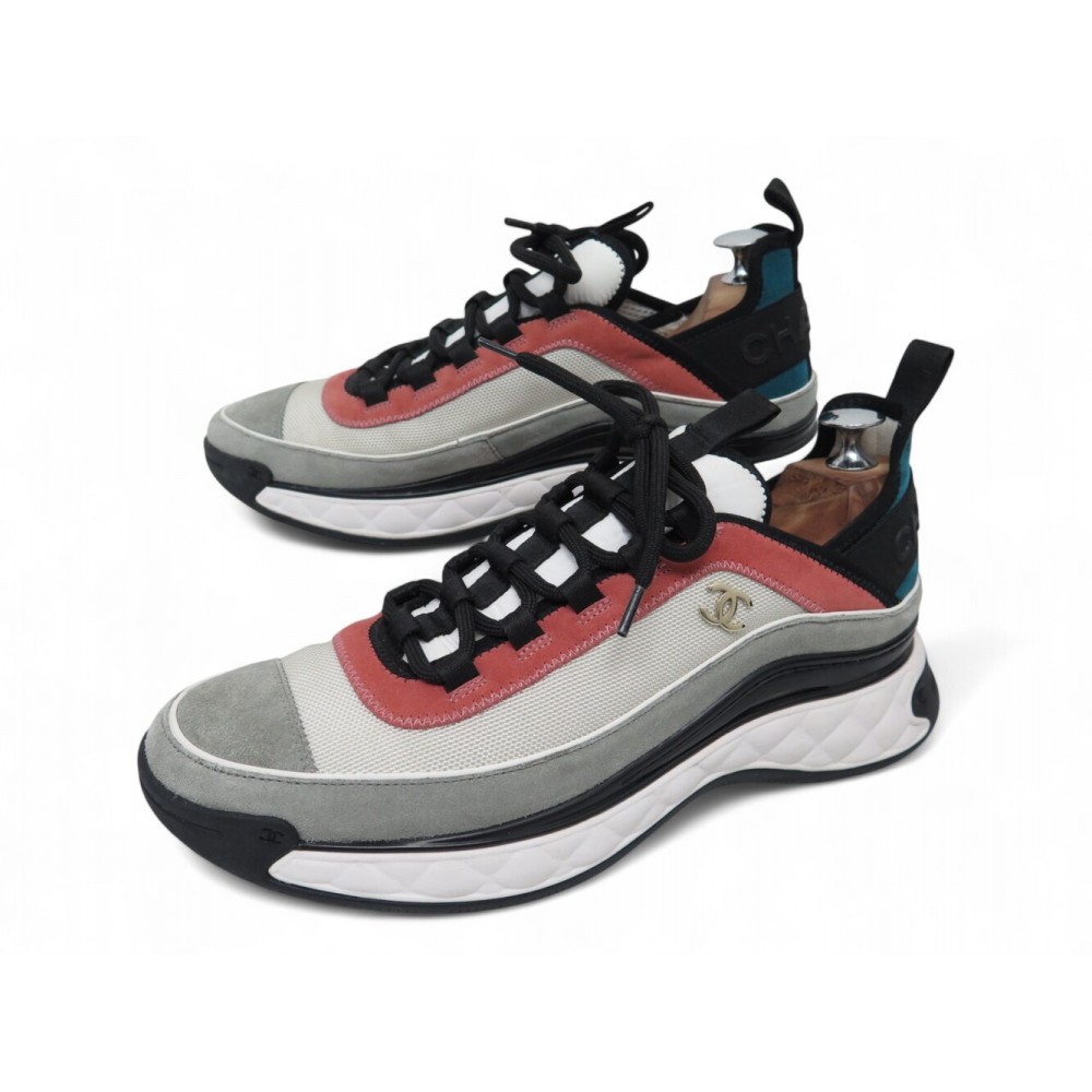 CHAUSSURES CHANEL BASKETS LOW TOP TRAINER LOGO CC 40.5 SNEAKERS SHOES 1250€