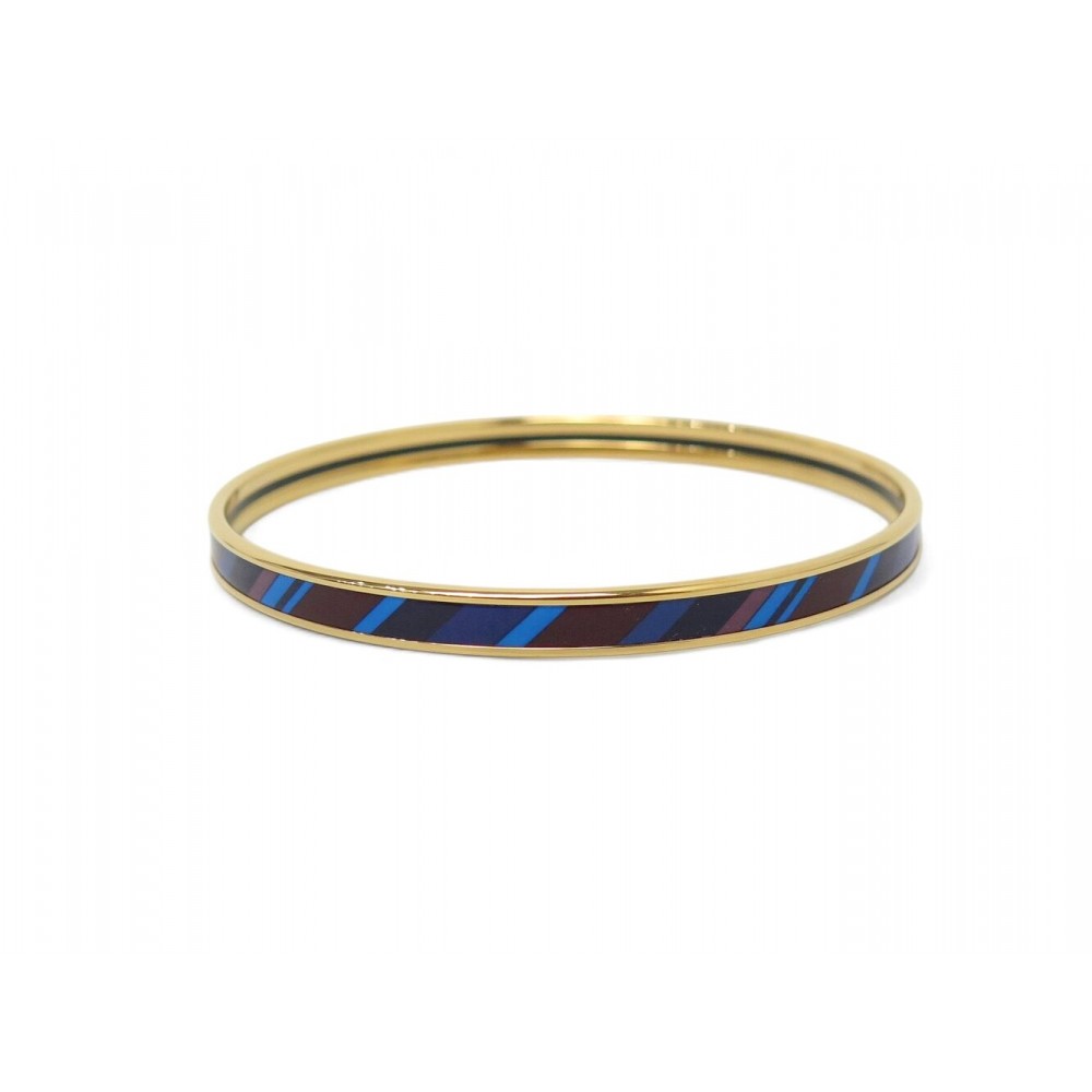 NEUF BRACELET HERMES EMAIL FIN PLAQUE OR 20 CM ENAMEL GOLD PLATED BANGLE 355€