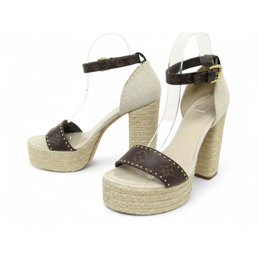 CHAUSSURES LOUIS VUITTON COASTLINE ESPADRILLES MONOGRAM 38.5 SANDALES SHOE 1120€