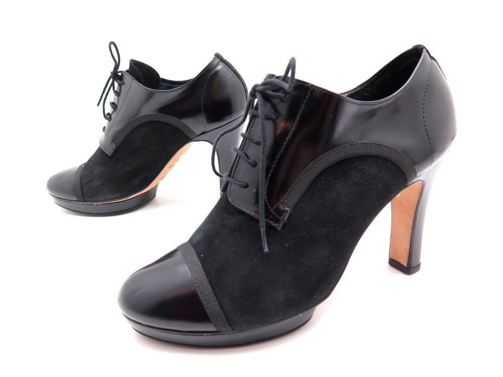 Escarpins L'Autre Chose En Daim Bronze Et Noir - Pointure 37 - Talon Haut - Occasion Très Bon état
