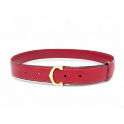 NEUF VINTAGE CEINTURE MUST DE CARTIER BOUCLE C T75 CUIR GRAINE ROUGE BELT 500€