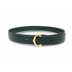 NEUF VINTAGE CEINTURE MUST DE CARTIER BOUCLE C T75 EN CUIR GRAINE NOIR BELT 500€