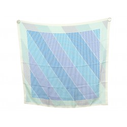 RARE FOULARD HERMES H EN BIAIS CARRE 90 CM EN SOIE BLEU BLUE SILK SCARF 530€