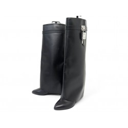 CHAUSSURES GIVENCHY BOTTES SHARK LOCK BE702XE1NG-001 39.5 CUIR NOIR BOOTS 1950€
