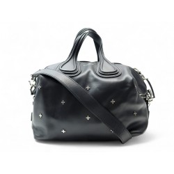 SAC A MAIN GIVENCHY NIGHTINGALE AVEC CROIX ARGENTEES EN CUIR NOIR HAND BAG 1750€