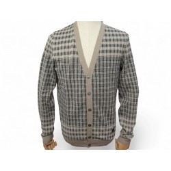 NEUF GILET CARDIGAN LOUIS VUITTON L 48 M EN LAINE A CARREAUX WOOL VEST NEW 1200€