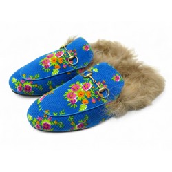 NEUF CHAUSSURES GUCCI MULES PRINCETOWN 40 VELOURS SHEARLING SANDALES SHOES 990€