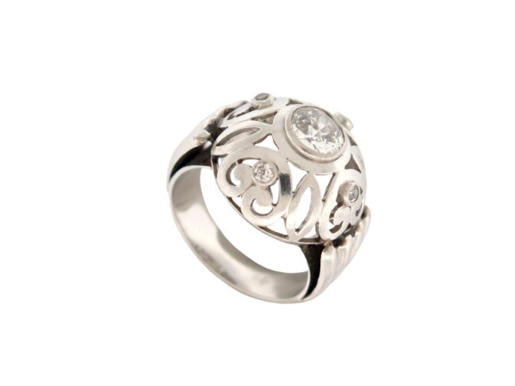  bague style art deco 5 diamants 0.95 ct t50 en