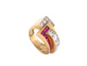 bague tank art deco sertie diamants 1.1ct rubis t50 en