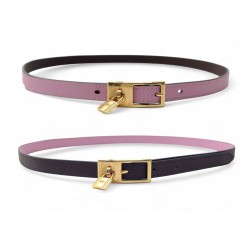 CEINTURE HERMES REVERSIBLE LUCKY 15 H081739CCA T80 CUIR SWIFT ROSE & MARRON BELT