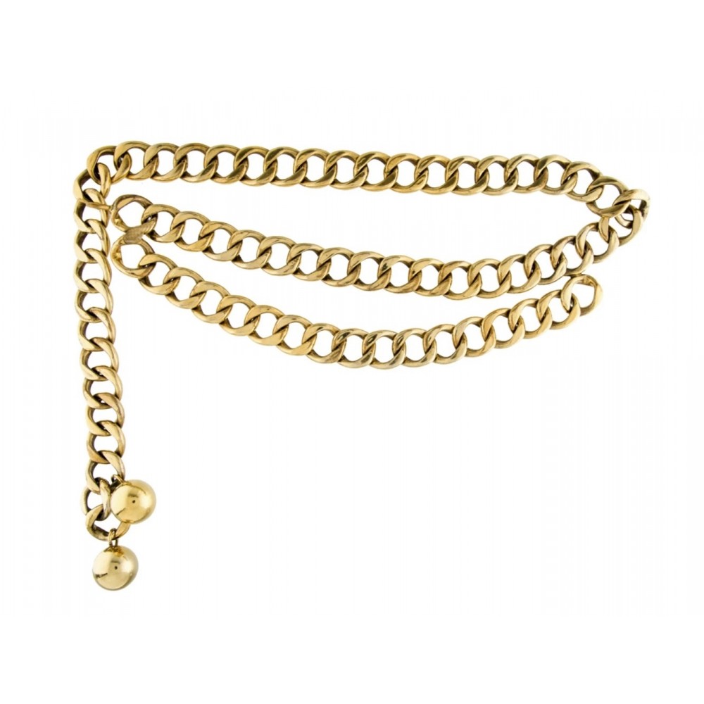VINTAGE CEINTURE CHANEL CHAINE 2 RANG T85 EN METAL DORE 1990 GOLDEN BELT 1810€