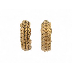 VINTAGE BOUCLES D'OREILLES CHANEL 1990 A CLIPS MOTIF EPIS DORE GOLDEN EARRINGS