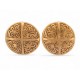 VINTAGE BOUCLES D'OREILLES CHANEL 1990 A CLIPS RONDES MOTIF FLORAL DORE EARRINGS